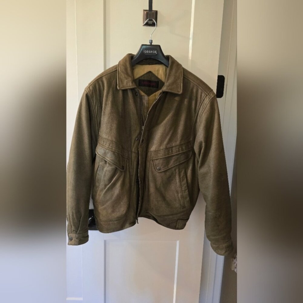 Men's Olive Green Heavy Leather Jacket